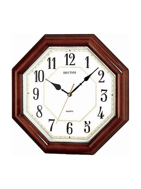 Rhythm Leise Wanduhr Hölzernes 34x34cm