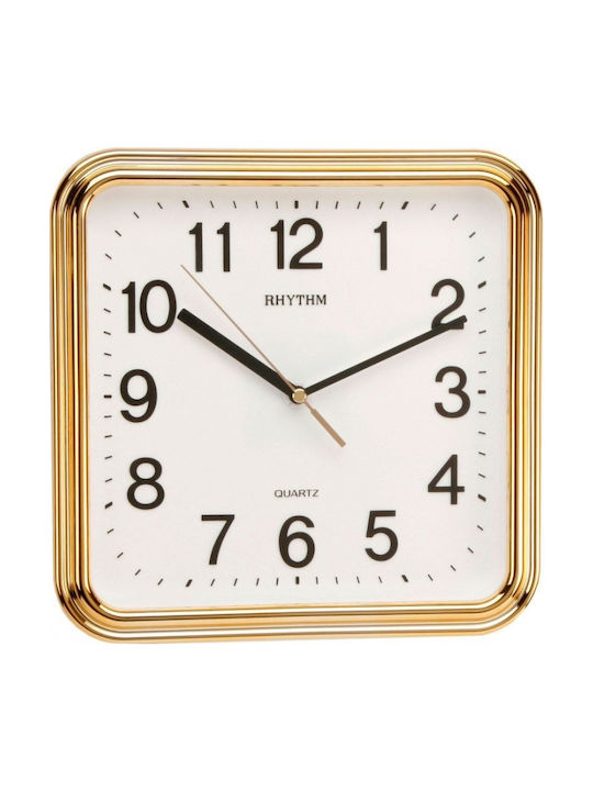 Rhythm Silent Wall Clock Plastic Gold 25x25cm