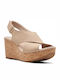 Clarks Annadel Parker Anatomic Women's Leather Ankle Strap Platforms Beige