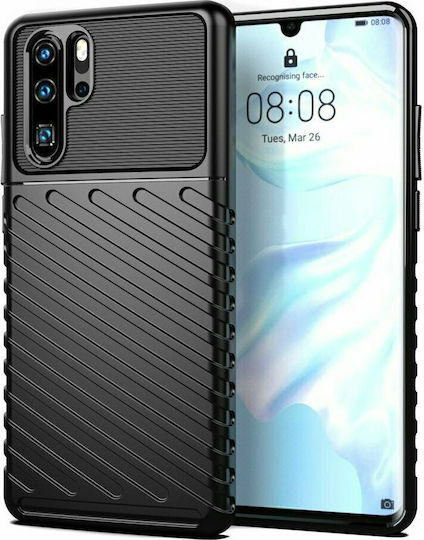 Hurtel Thunder Umschlag Rückseite Kunststoff Schwarz (Huawei P30 Pro)