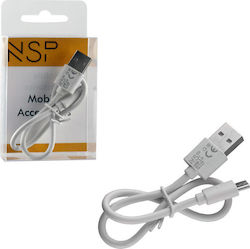 NSP Regular USB 2.0 Cabluri Micro USB 0.30m Alb