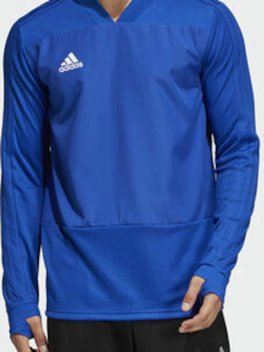 Adidas Condivo 18 Player Focus Training Men's Athletic Long Sleeve Blouse Dri-Fit with V-Neck Bold Blue