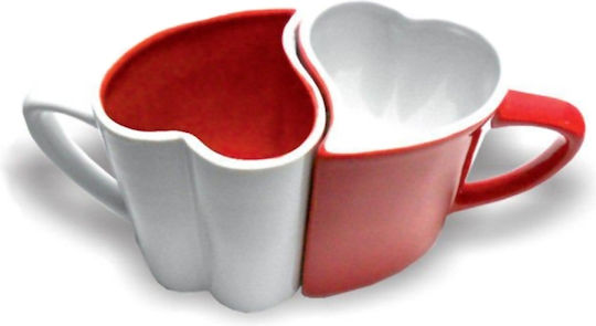 Gadget Master Romantische Tassen Weiß & Rot Keramik Weiß 260ml 2 Stück