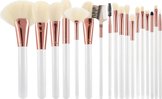 Tools for Beauty Professional Set with Makeup Brushes made of Synthetic Hair White & Rose Gold 18pcs