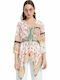 Desigual Summer Tunic Long Sleeve with V Neck Floral Raw