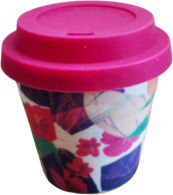 iDrink Flowers Becher Bamboo mit Deckel Rosa 90ml
