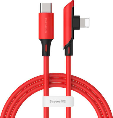Baseus Colourful Unghi (90°) / Regulat USB-C la Cablu Lightning 18W Roșu 1.2m (CATLDC-A09)