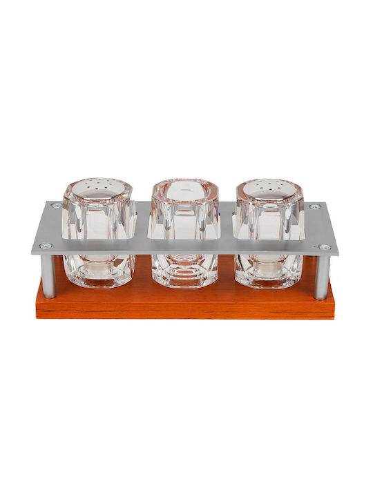 Karvounis Salt and Pepper Set Glass with Stand 3pcs