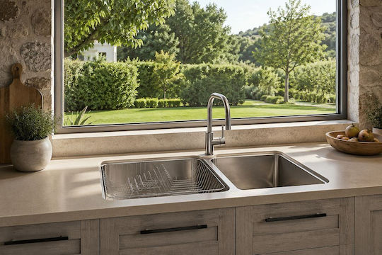 Chios Hellas Metallisches Silber Abtropfkorb 34x34x11cm Chios Hellas Metallisches Silber Abtropfkorb 34x34x11cm