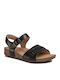 Clarks Un Perri Way Leather Women's Flat Sandals with Strap in Black Color