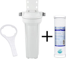 QWaterFilters Under Sink / Central Supply Water Filter System UC1 , ½" Inlet/Outlet, with 10" Replacement Filter Hidrowater CTO 5μm