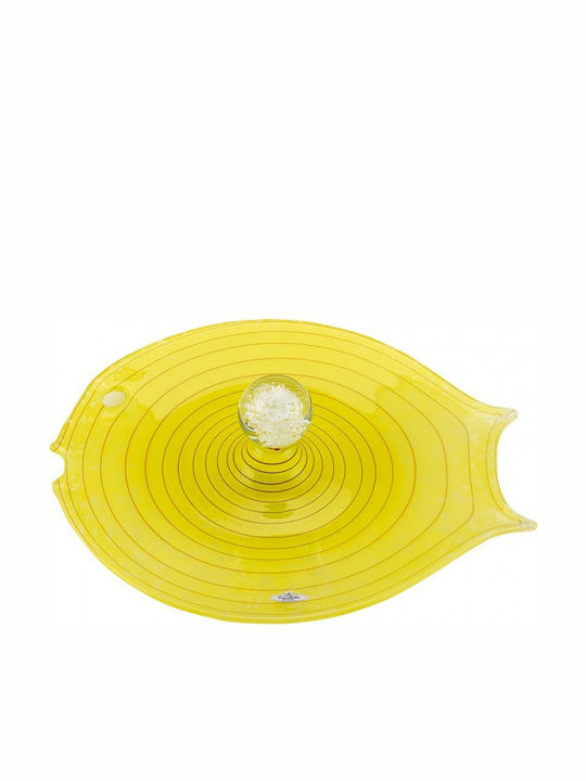 WM Collection Decorative Platter Glass Yellow 30x30εκ. N98222801