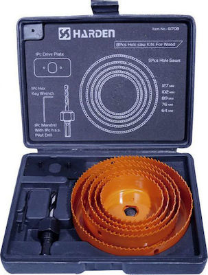 Harden Set de ferăstraie cu coroane cu diametru de la 64mm până la 127mm pentru Lemn și Plastic