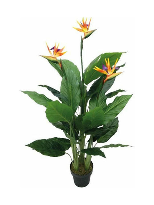 Marhome Artificial Plant in Pot Bird of Paradise Orange 130cm 1pcs