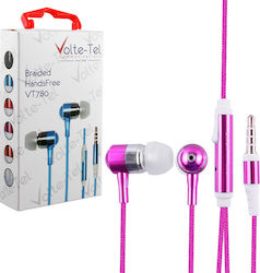 Volte-Tel VT780 Braided In-ear Handsfree με Βύσμα 3.5mm Ροζ