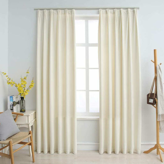 vidaXL Perdele Opace Cu Coafură Crem 140x245 cm