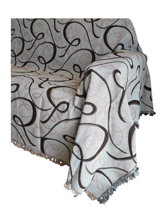 Le Blanc Curves Three-Seater Sofa Throw 180x300cm Brown