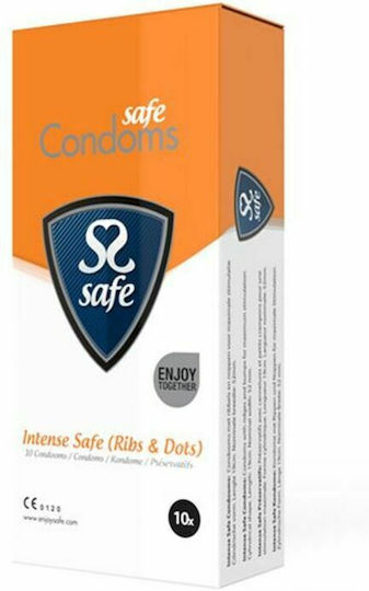 Safe Condoms Prezervative Intsense Safe Ribs & Dots 10 buc 53mm cu Răsucituri