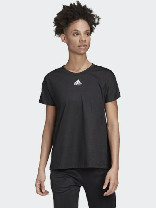 Adidas Pleated Damen Sportlich Bluse Kurzärmelig Schwarz