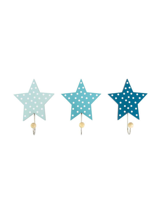 Jabadabado Star Kids Wall Hook with One Hook Ξύλινη Blue 36x6x16cm 3pcs