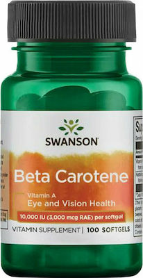 Swanson Beta Carotene Vitamin A Βιταμίνη για τo Δέρμα 10000iu 100 μαλακές κάψουλες