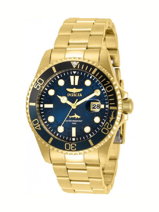 Invicta Pro Diver Ανδρικό Ρολόι 47mm Αυτόματο με Χρυσό Μεταλλικό