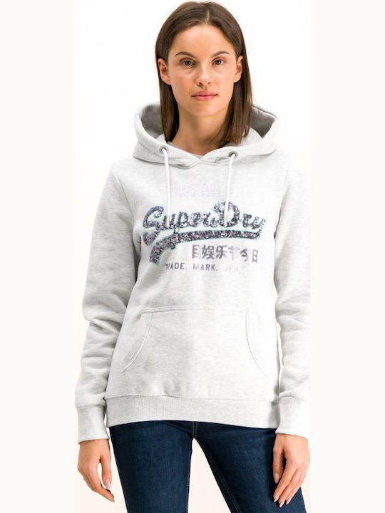 Superdry Vintage Sequin Women's Hooded Sweatshirt Ice Marl