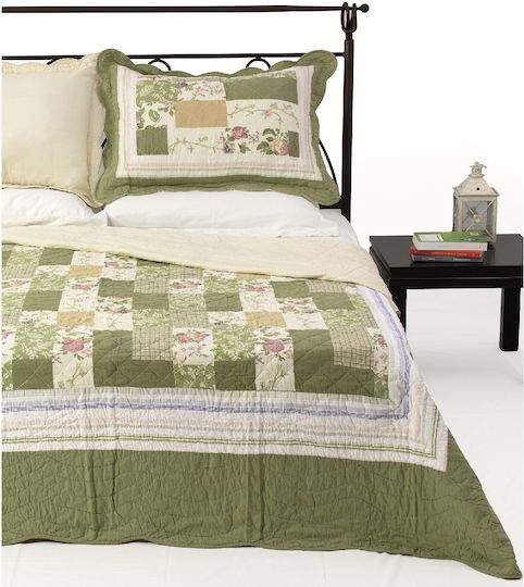 Silk Fashion 6127 Подредба Покривало Единично Памук Зелен 160x220см 2бр