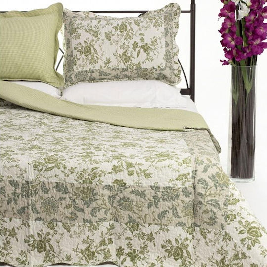 Silk Fashion 7378-5 Подредба Покривало Единично Памук Зелен 160x220см 2бр
