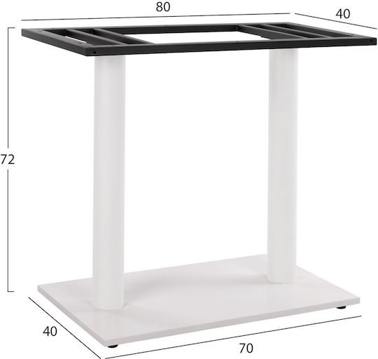 HomeMarkt Folding Table Stand made of Metal with Regulator White Checkmate 70x40x72cm