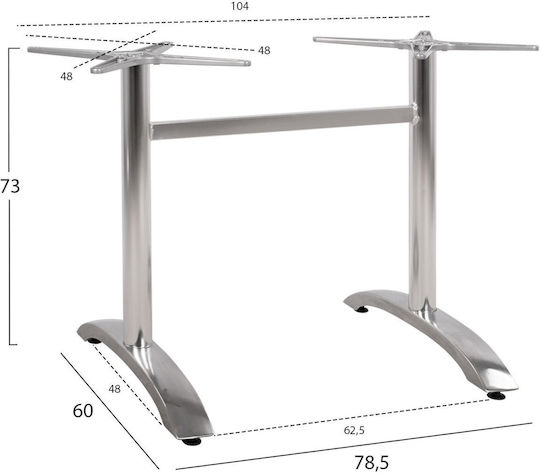 HomeMarkt Stand de masă din Aluminiu cu Regulator în Culoare Argintiu 78x60x73cm