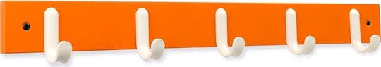 Inofix Wooden Kids Wall Mounted Hanger with Hooks 3707 Orange 48.8x5.2x6cm