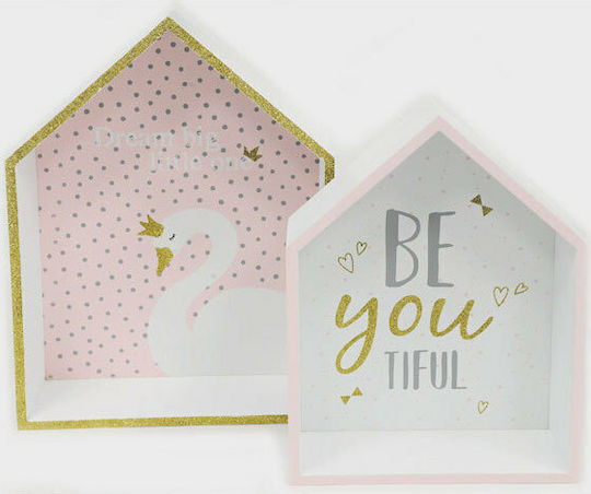 Kids Shelves House Swan Wall Mount Pink 24x5x33cm