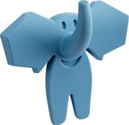 Viobrass Elephant Детска закачалка за стена Единична кука Винтов Пластмаса Синьо 9.3x9x3.8εκ. 1бр