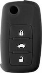 Silicone Car Key Cover Case Type-1 with 3 Buttons for Seat / Skoda / VW Black NG-