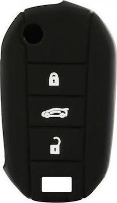 Silicone Car Key Cover Case Type-5 with 3 Buttons for Citroen Black NG-