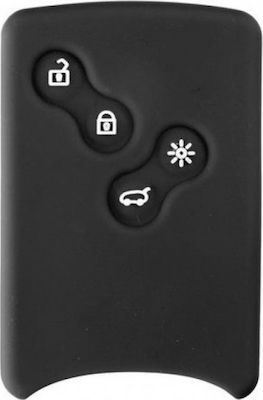 Silicone Car Key Cover Case Type-1 with 4 Buttons for Renault Black NG-