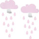 Tresxics Two Clouds Rain Drops Kinder Wandhaken Einzelhaken Wandmontiert Metallisch Pink 9εκ. 2Stück