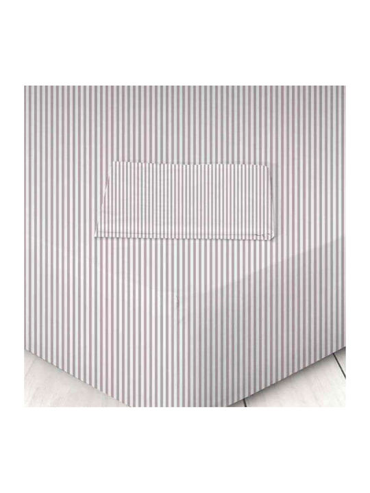 Marwa Sheet King Size with Elastic 180x200+25cm. Stripes 023 Striped Albergine