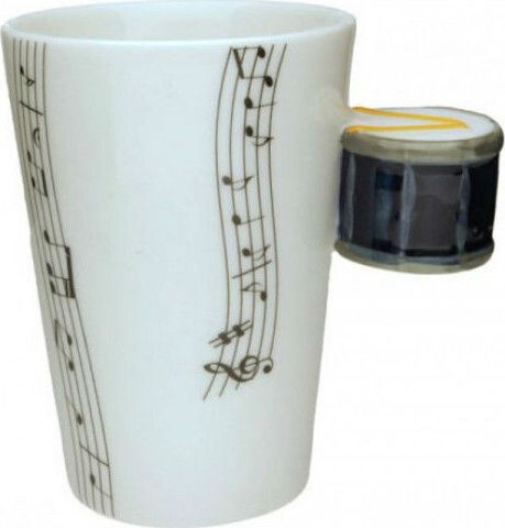 Gadget Master Musik Tasse mit Trommelgriff Becher Keramik Weiß 250ml