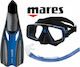 Mares Star Silicone Set Swimming / Snorkelling Fins with Respirator & Mask Medium Blue Blue