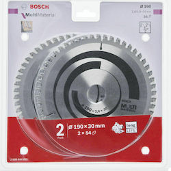 Bosch 2608644652 Δίσκος Κοπής Αλουμινίου 190mm με 54 Δόντια 2τμχ