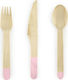 Holzbesteck-Set in Pink (18-teilig)