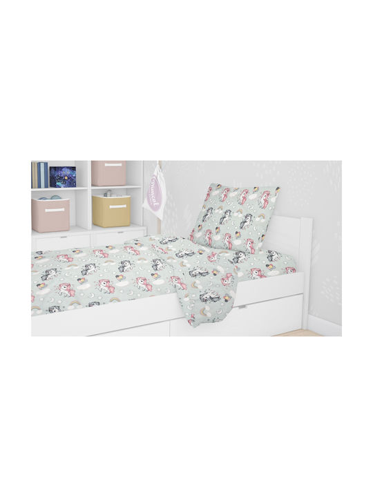 Dimcol Sheet Set Single Cotton Unicorn 106 Gree...