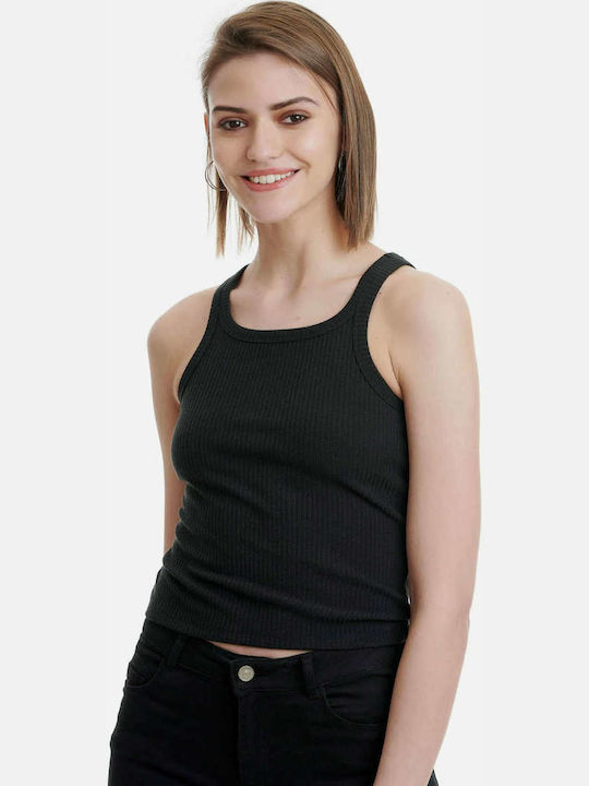 Funky Buddha Women's Summer Crop Top Cotton Sleeveless Black