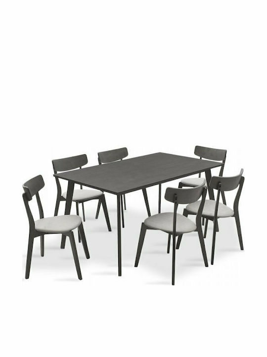Τραπεζαρία Benson / Toto με 6 Καρέκλες 150x90εκ. Rustic Grey