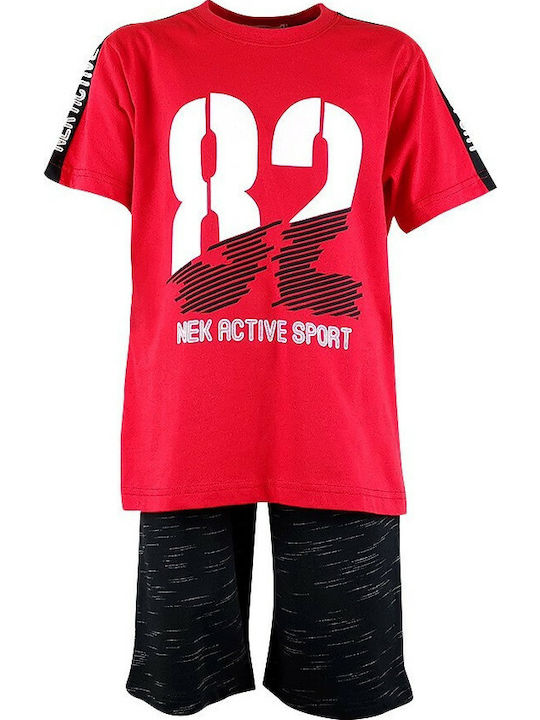 Nek Kids Wear Kids Set with Shorts Summer 2pcs Red