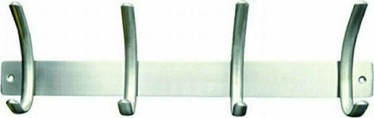 Import Hellas Wall Hanger /4 Metal 4 Hooks Nickel Matte 35x4.3x10cm