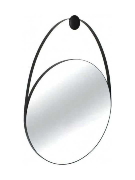 Bizzotto Wall Mirror with Black Metallic Frame Diameter 61cm 1pcs