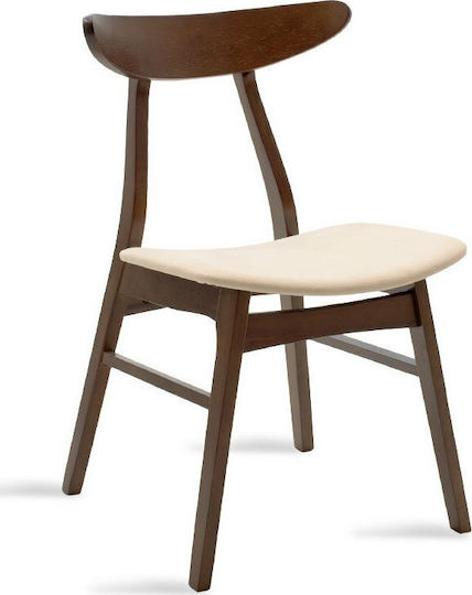 Orlean Καρέκλα Κουζίνας Ξύλινη Καρυδί / Μπεζ 49x53.5x78εκ.